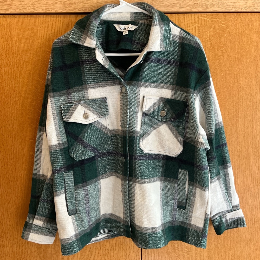 DAVI & DANI Green and White Utility Jacket